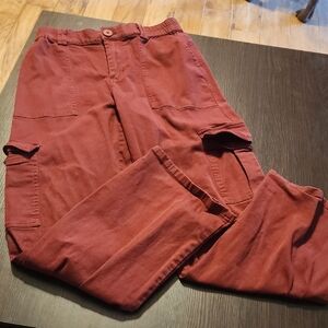 Epunuo Women's Burgundy Cargo Pants
